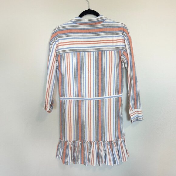 Veronica Beard "Ardith" White/Blue/Pink Button Front Mini Shirt Dress Size XS - Picture 5 of 5
